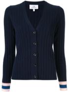 Ck Calvin Klein Stripe Detail Ribbed Cardigan - Blue
