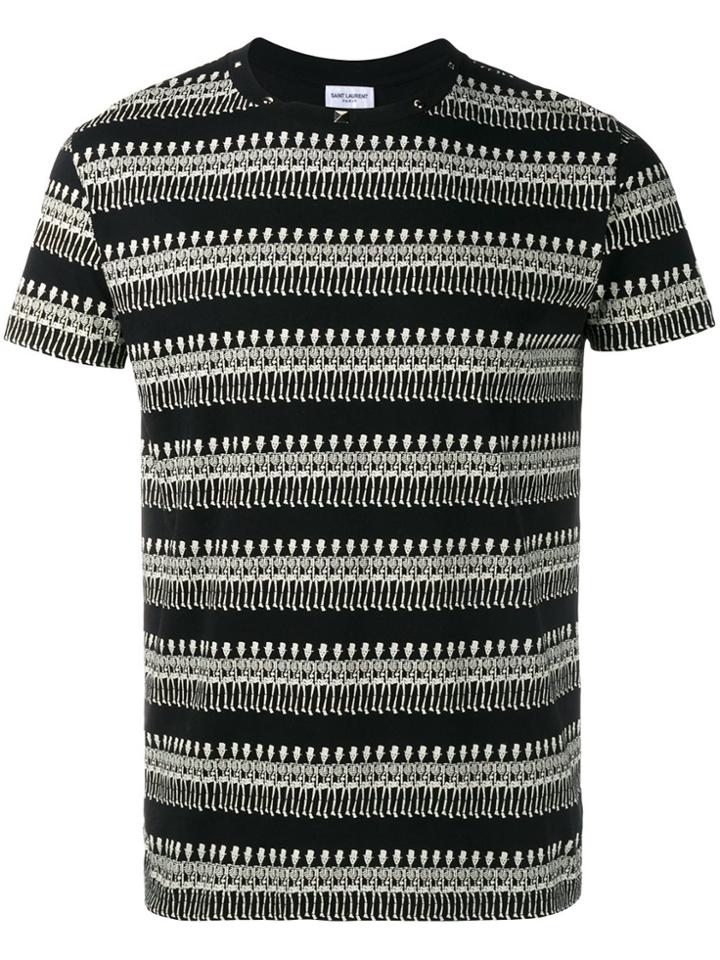 Saint Laurent Skeleton Print T-shirt - Black
