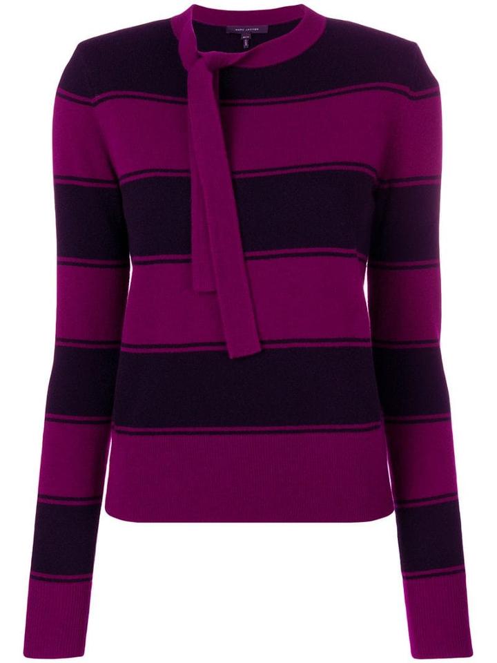 Marc Jacobs Striped Tie-neck Sweater - Pink