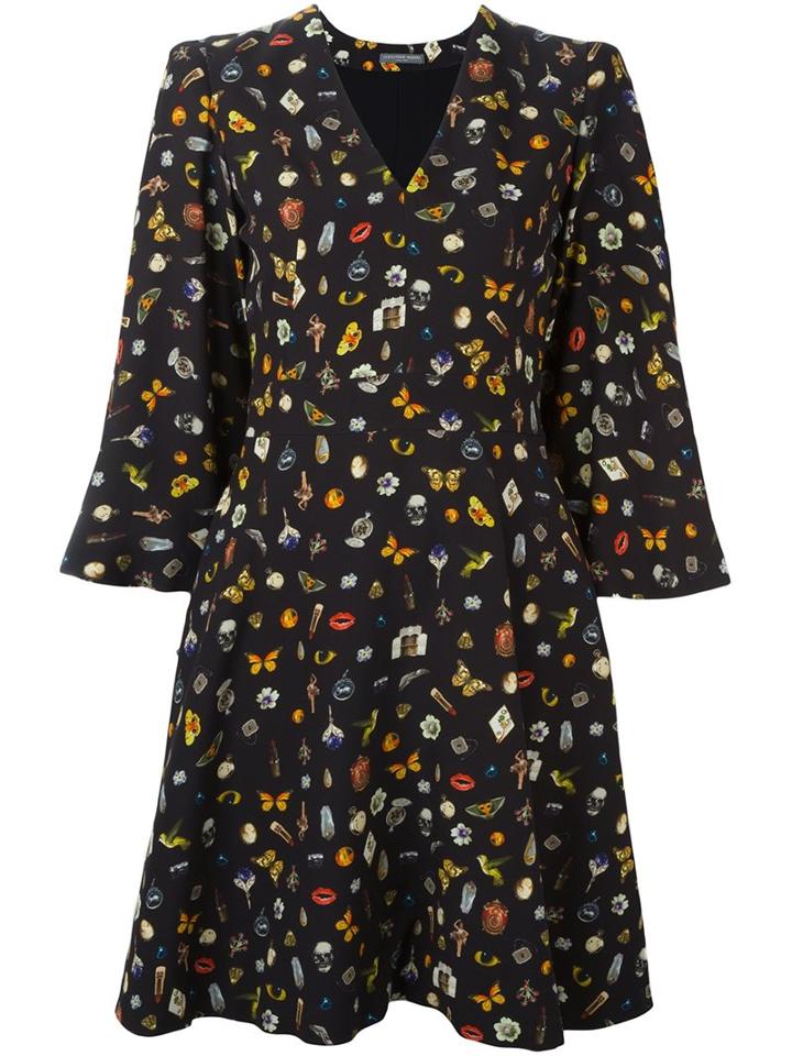 Alexander Mcqueen Obsession Print Cape Dress