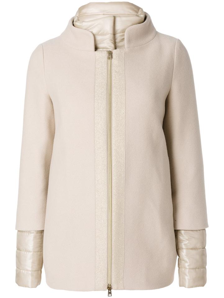 Herno - Zip Up Jacket - Women - Polyamide/wool - 42, Nude/neutrals, Polyamide/wool