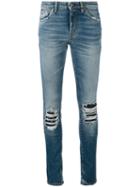 Saint Laurent Ripped Detail Jeans, Women's, Size: 27, Blue, Cotton/spandex/elastane