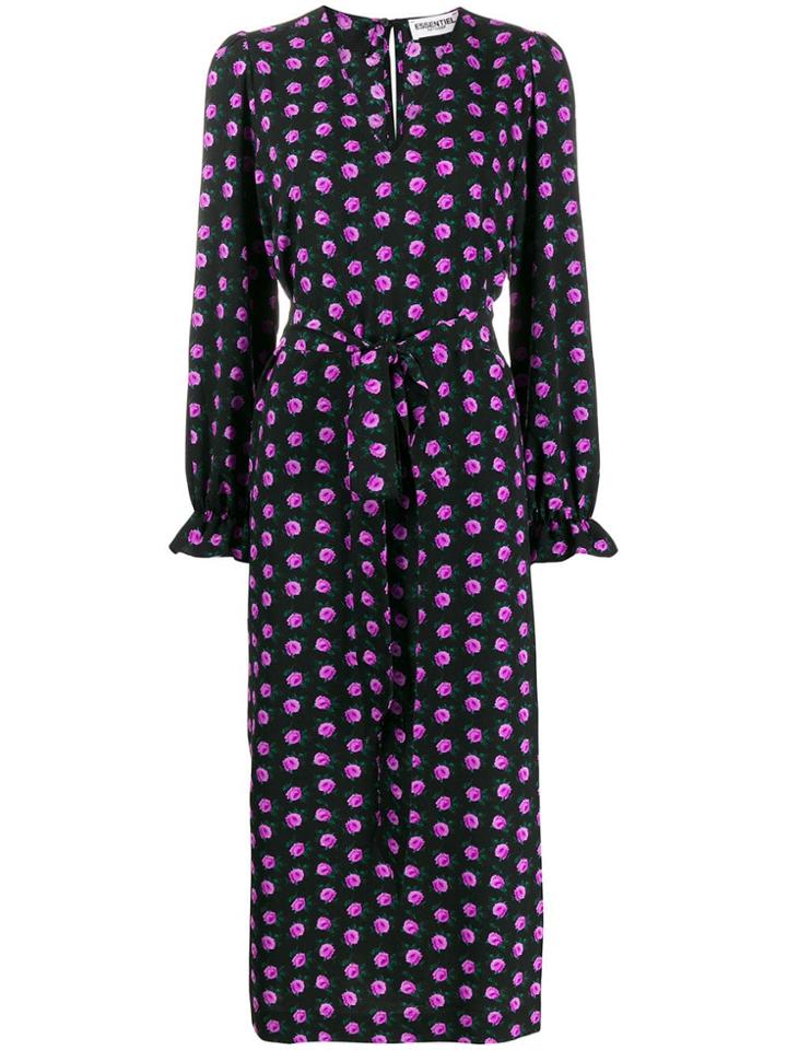 Essentiel Antwerp Floral Print Tellen Dress - Black