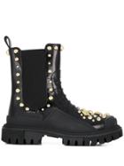Dolce & Gabbana Studded Embroidery Combat Boots - Black