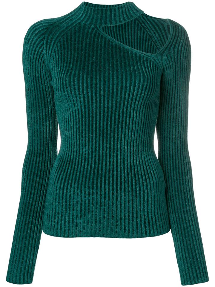 Mrz One-shoulder Knitted Sweater - Green