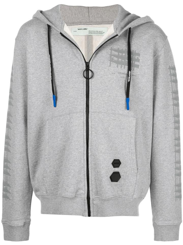Off-white Arrow Logo Hooded Jacket - Grey