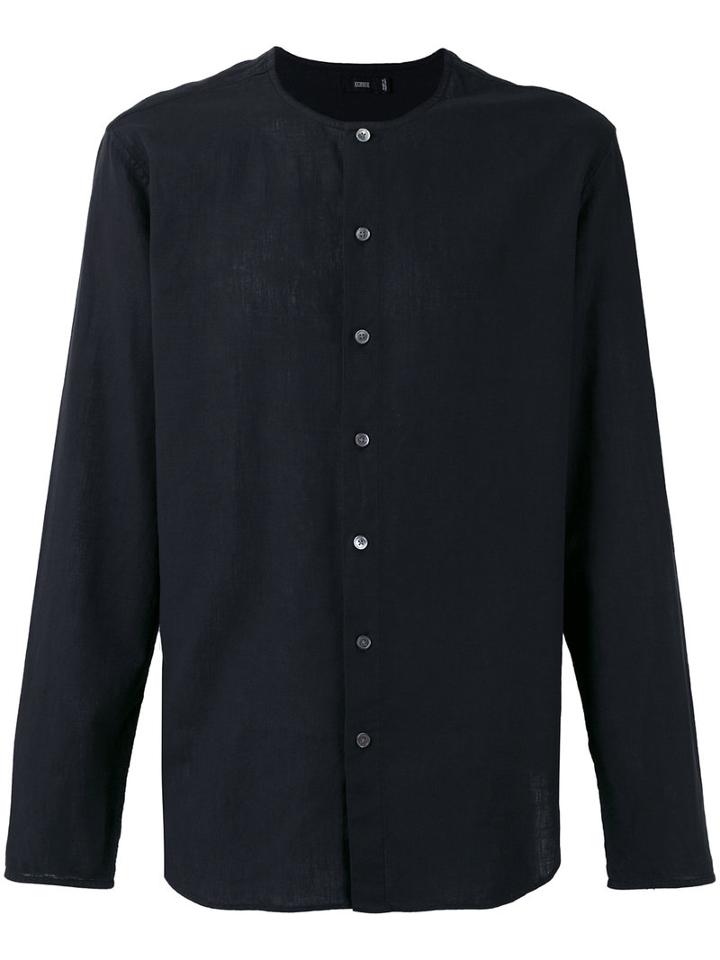Closed Collarless Shirt, Men's, Size: Medium, Black, Cotton/linen/flax