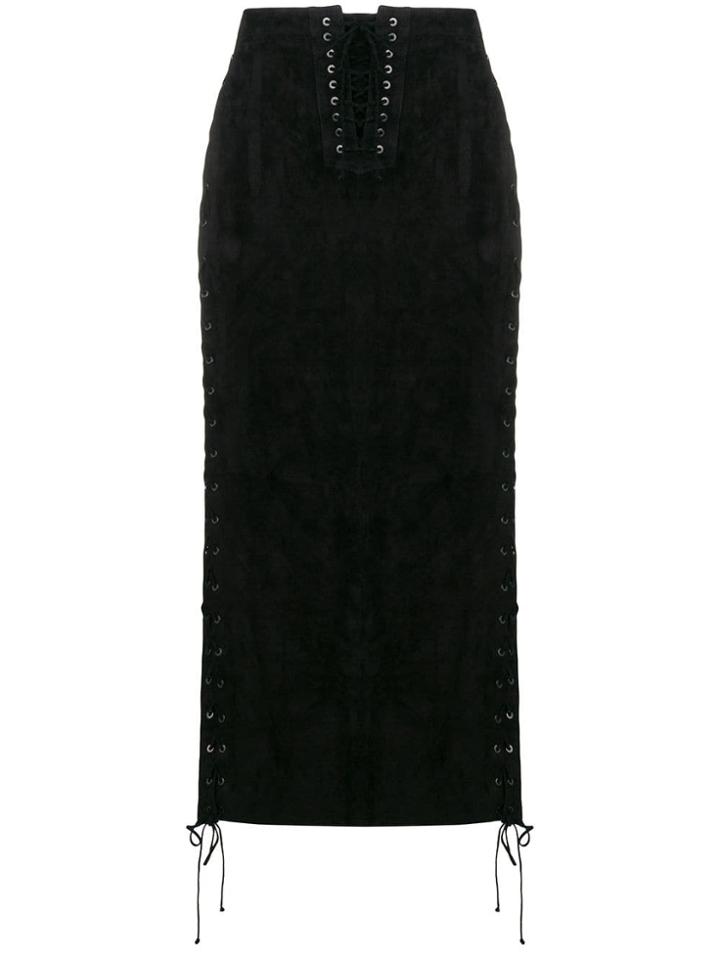 Unravel Project Tie Detail Pencil Skirt - Black