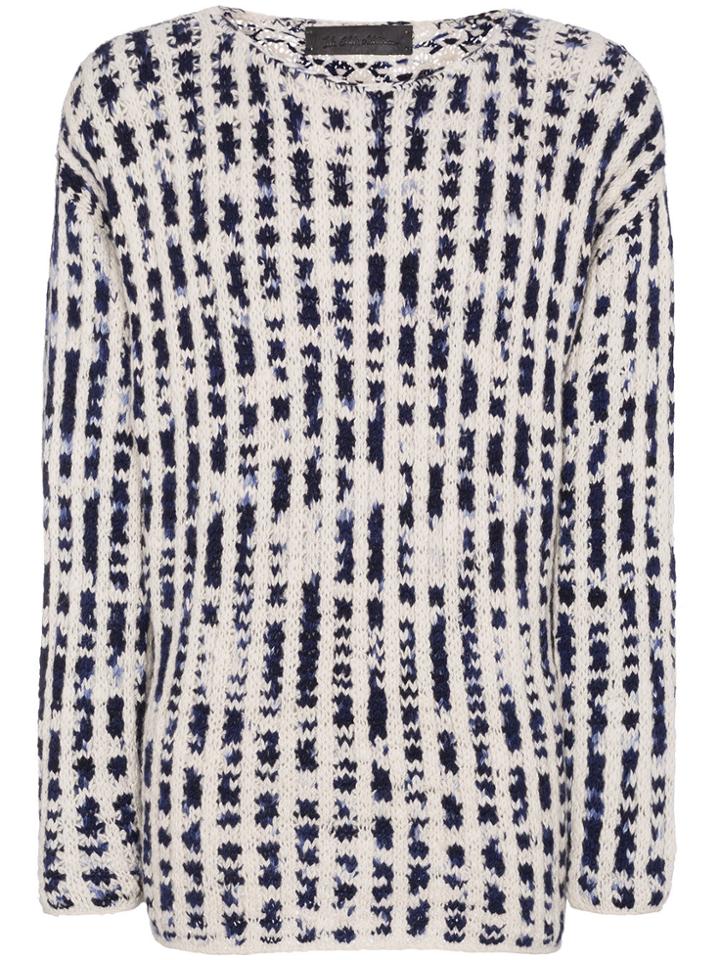 The Elder Statesman Crew Neck Stripe Sweater - White