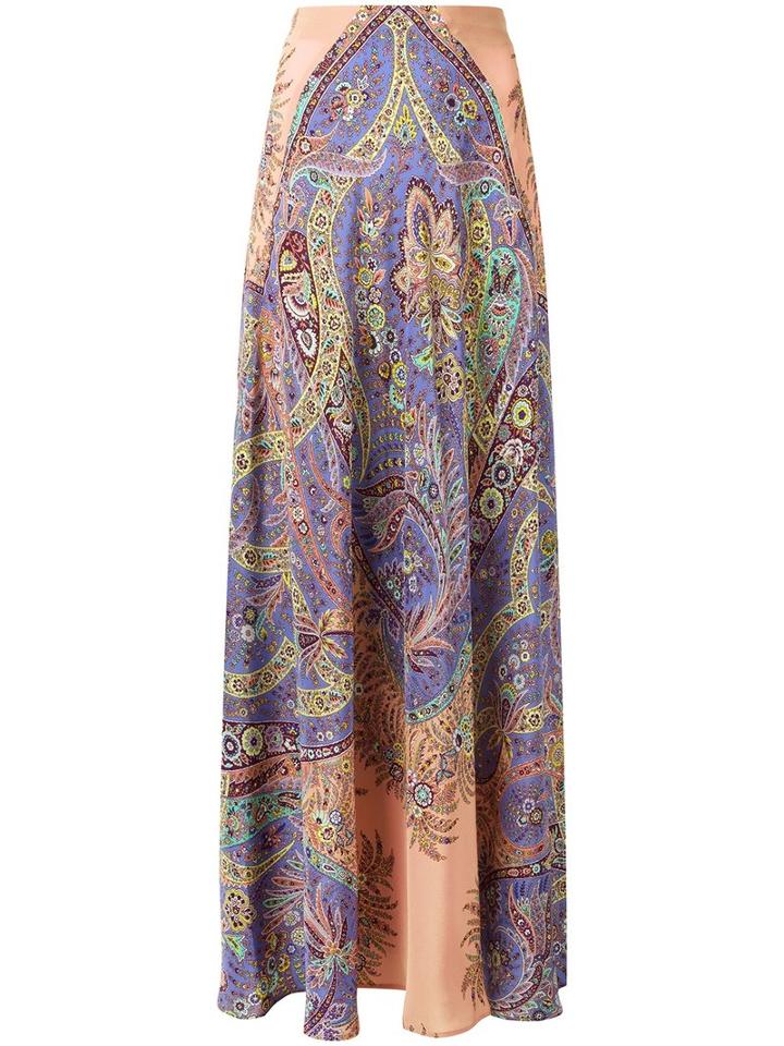 Etro Paisley Print Maxi Skirt, Women's, Size: 44, Pink/purple, Silk