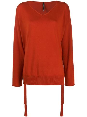 Pierantoniogaspari Side Lace Detail Fine Knit Sweater - Orange