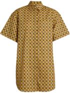 Burberry Short-sleeve Tiled Archive Print Cotton Shirt - Yellow &