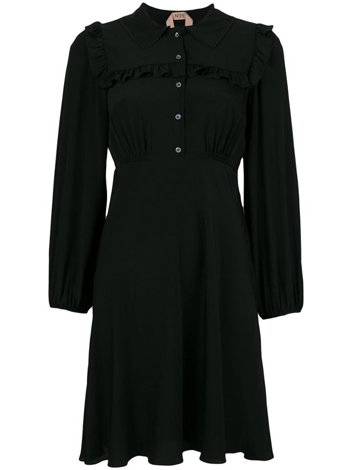 No21 Ruffle-trim Shirt Dress - Black