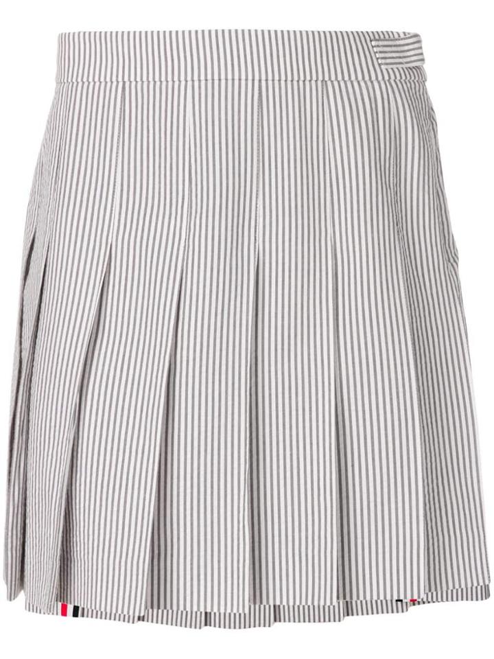 Thom Browne Seersucker Mini Pleated Skirt - Grey