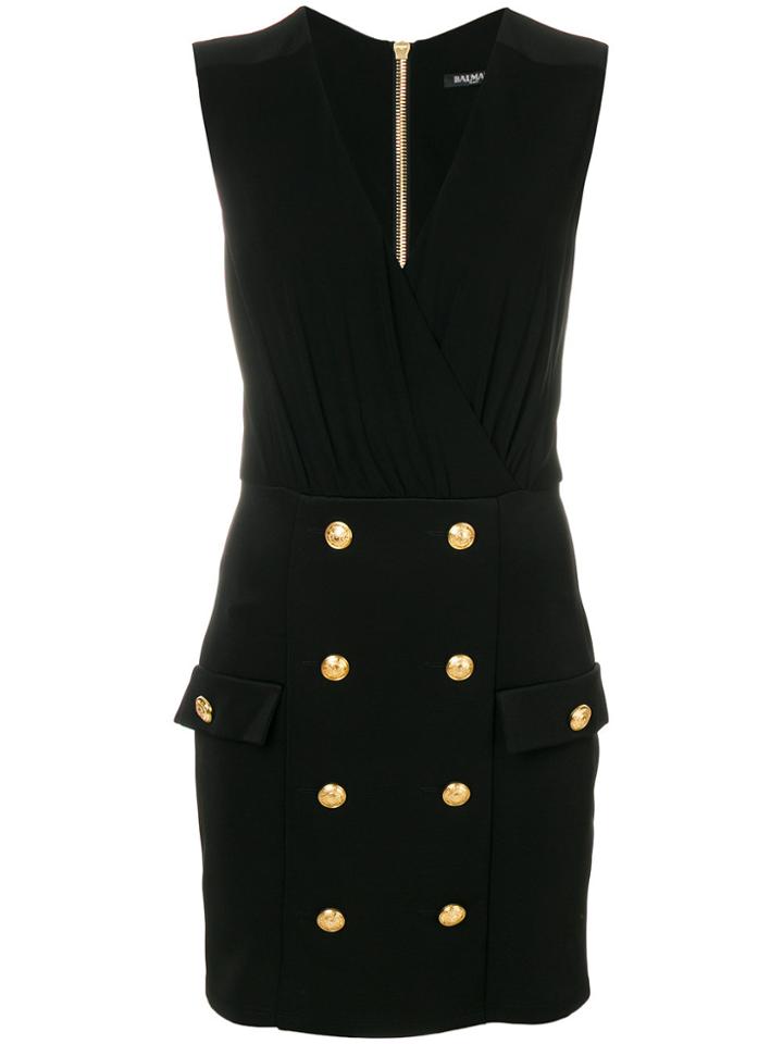 Balmain Button-embellished Dress - Black