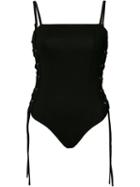 Rta Lace-up Side Bodysuit, Women's, Size: Small, Black, Cotton