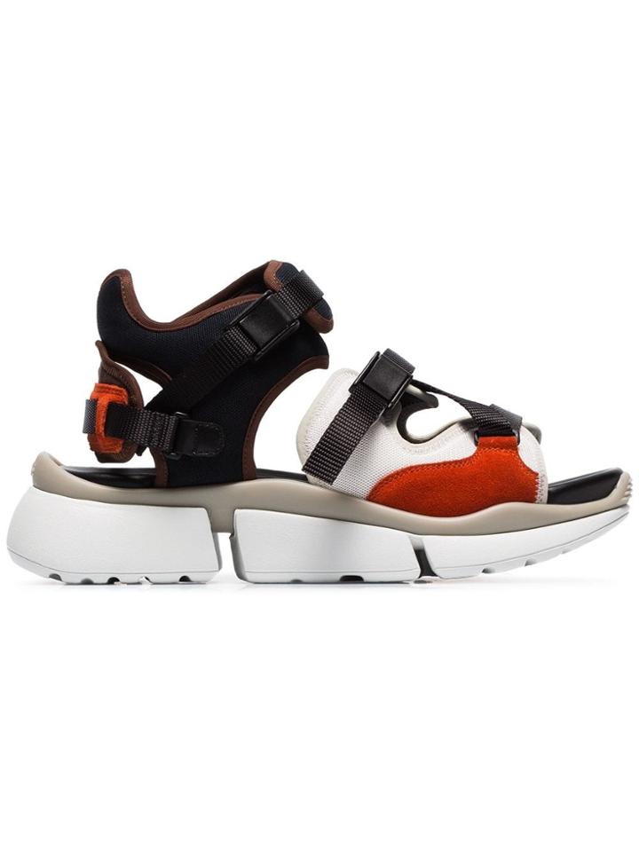 Chloé Multicoloured Sonnie Canvas Blend Utility Sandals - Brown