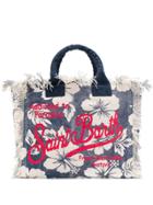 Mc2 Saint Barth Floral Logo Print Tote Bag - Blue
