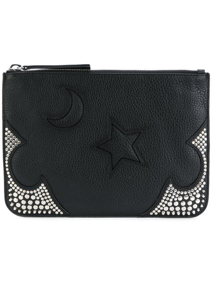 Mcq Alexander Mcqueen Moon And Star Embossed Clutch - Black