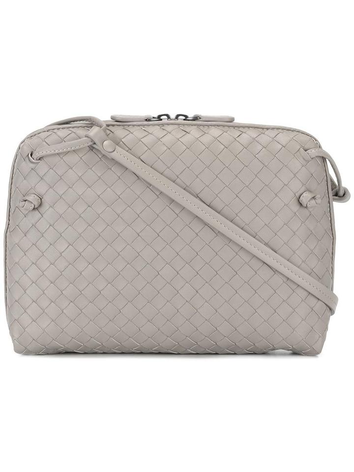 Bottega Veneta Intrecciato Shoulder Bag, Women's, Grey, Lamb Skin
