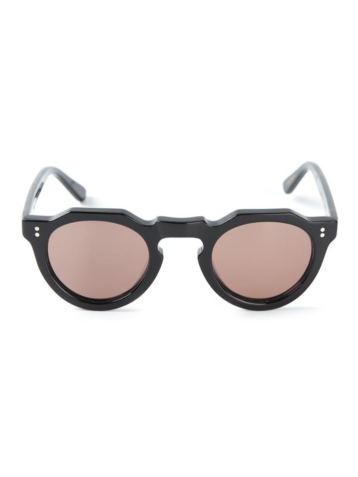 Lesca Round Frame Sunglasses - Black