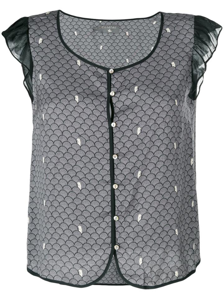 Cotélac Embroidered Fitted Blouse - Grey