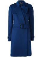 Burberry 'tempsford' Coat, Women's, Size: 6, Blue, Acetate/viscose/cashmere/wool