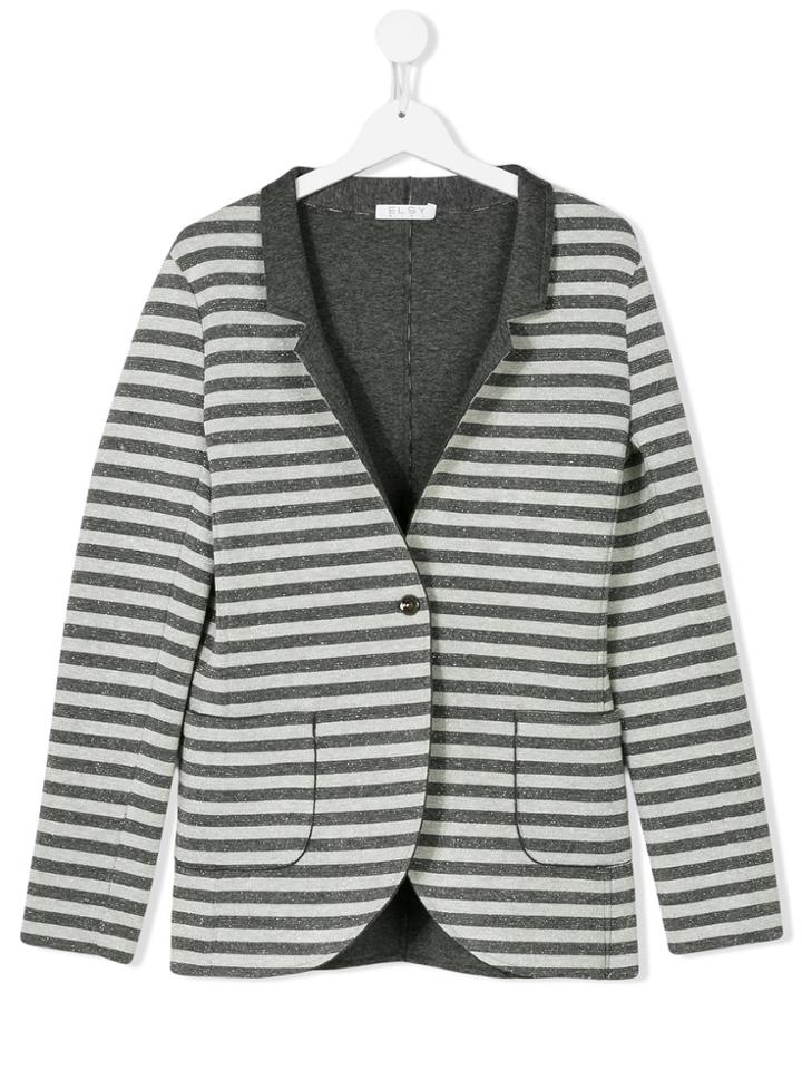 Elsy Metallic Striped Blazer - Grey