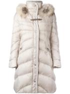 Baldinini Zipped Padded Coat, Women's, Size: 44, Nude/neutrals, Polyamide/rabbit Fur
