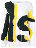 Msgm Relaxed Knitted Sweater - White