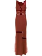 Gloria Coelho Sheer Panels Gown - Red