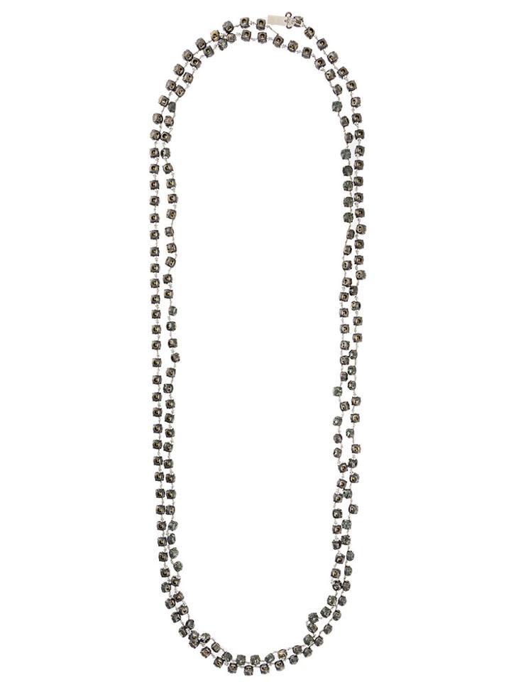 Ann Demeulemeester Long Crystal Chain Necklace - Blue