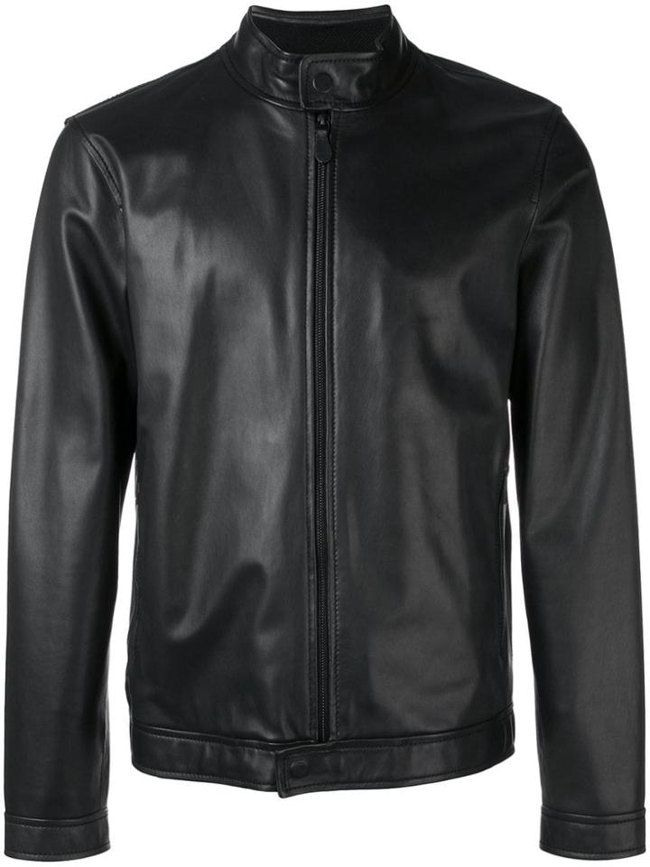 Z Zegna Zipped Biker Jacket - Black