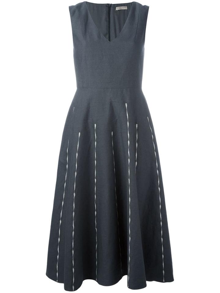 Bottega Veneta Embroidered Stripe Dress - Grey