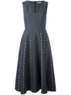 Bottega Veneta Embroidered Stripe Dress - Grey