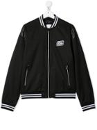 Givenchy Kids Teen Contrast Trim Logo Bomber Jacket - Black