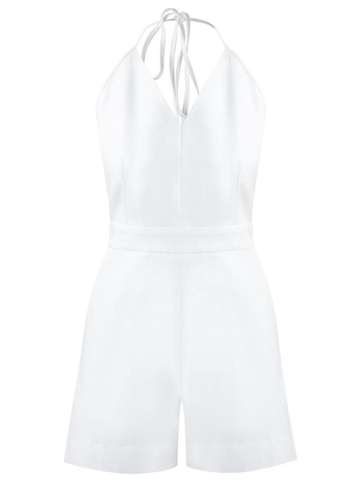Andrea Marques Halter Neck Playsuit, Women's, Size: 36, White, Cotton/spandex/elastane