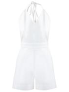 Andrea Marques Halter Neck Playsuit, Women's, Size: 36, White, Cotton/spandex/elastane