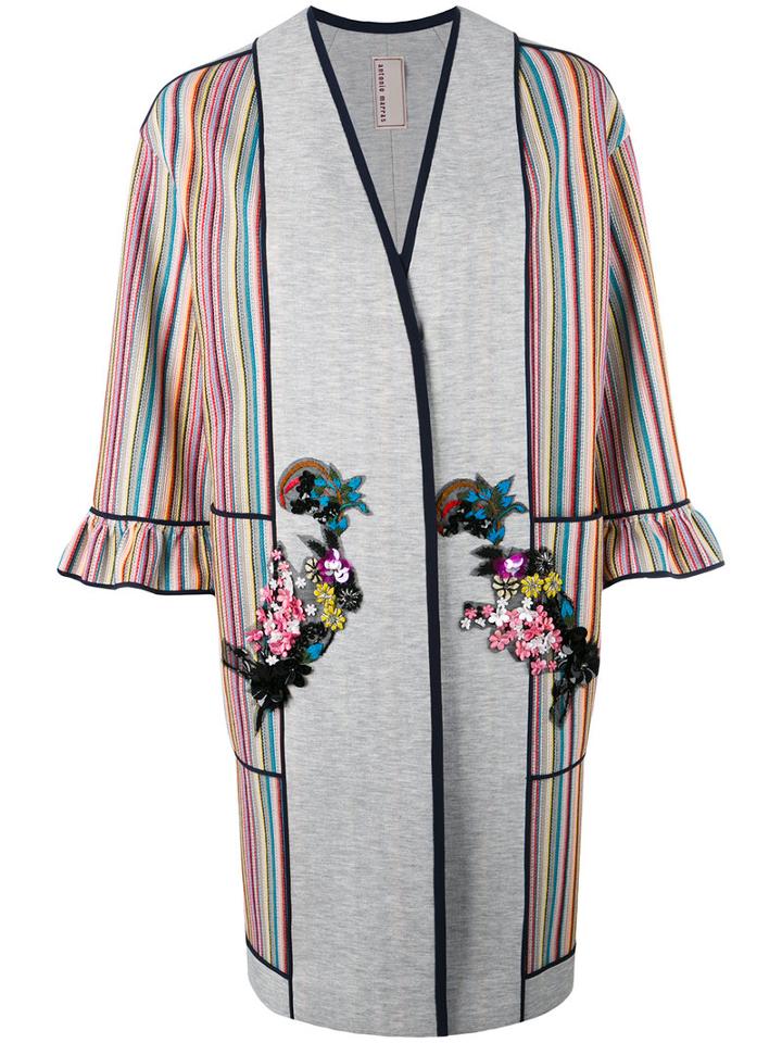 Antonio Marras Striped Sweat Cardigan, Women's, Size: 42, Grey, Viscose/polyurethane/polyester/cotton