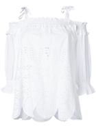 Muveil - Off-shoulders Elasticated Blouse - Women - Cotton - 38, White, Cotton