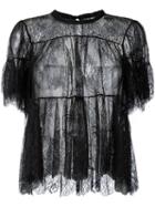 Philosophy Di Lorenzo Serafini - Sheer Ruffled Blouse - Women - Polyamide - 40, Black, Polyamide