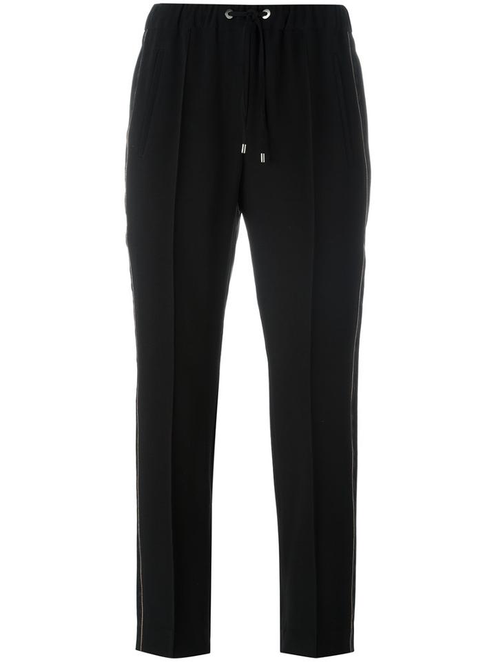 Brunello Cucinelli Drawstring Cropped Track Pants, Women's, Size: 42, Black, Acetate/silk