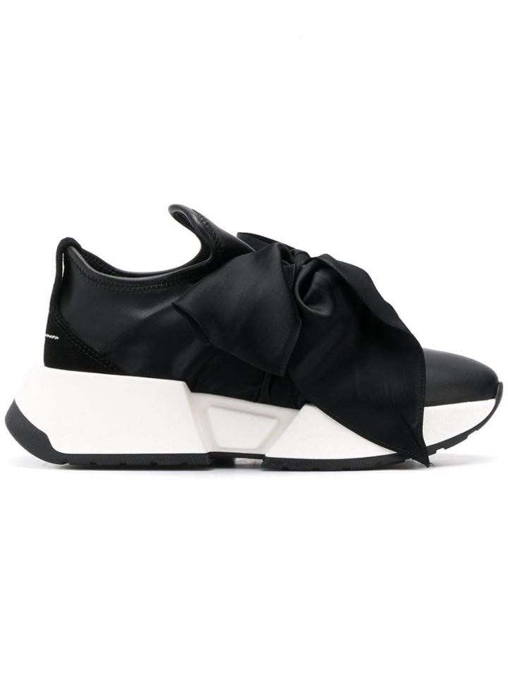 Mm6 Maison Margiela Bow-ribbon Chunky Sneakers - Black