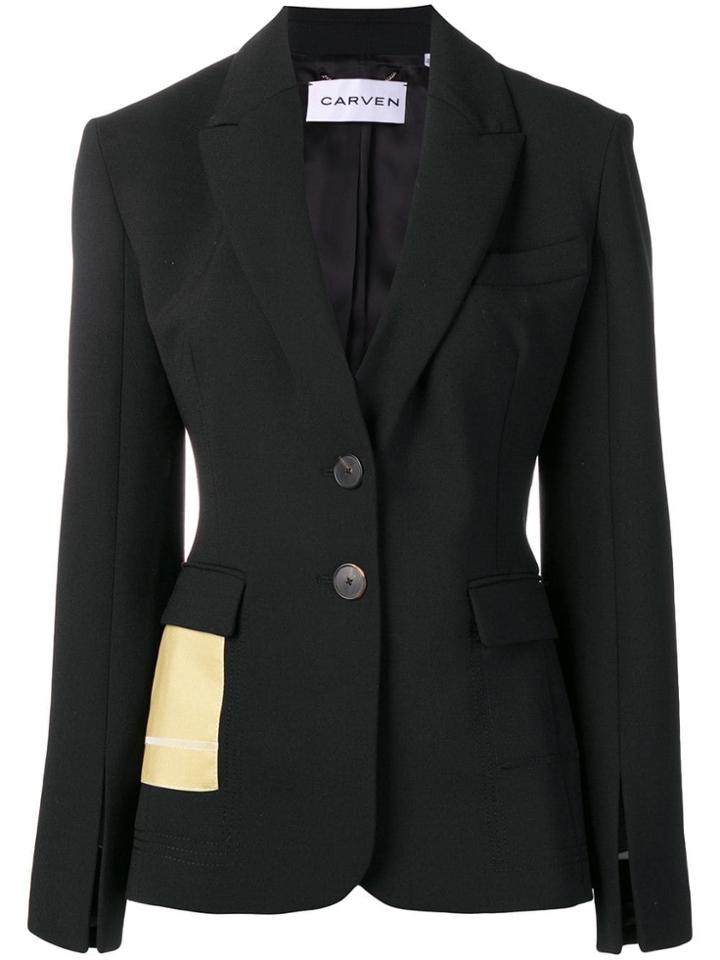 Carven Contrast Pocket Blazer - Black