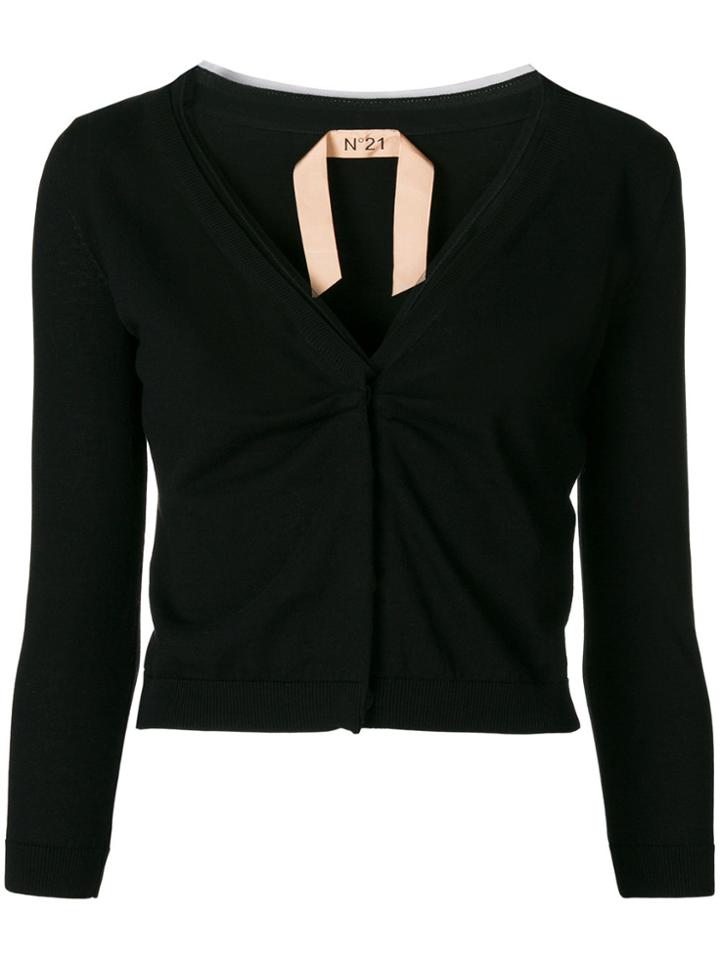No21 Deep-v Neck Cardigan - Black