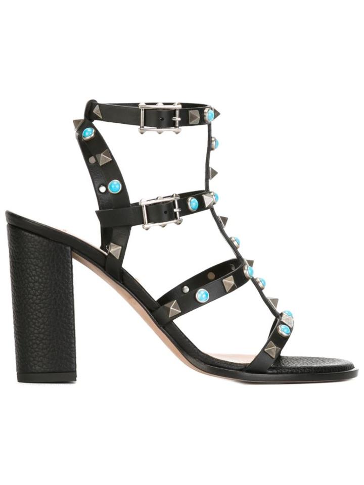 Valentino Garavani Rockstud Rolling Sandals, Women's, Size: 35, Black, Leather/metal Other