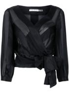 Alice+olivia Cropped Wrap Sheer Blouse - Black