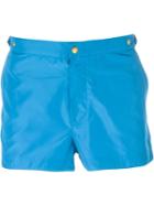 Eleventy Front Button Swim Trunks, Men's, Size: Xl, Blue, Polyester