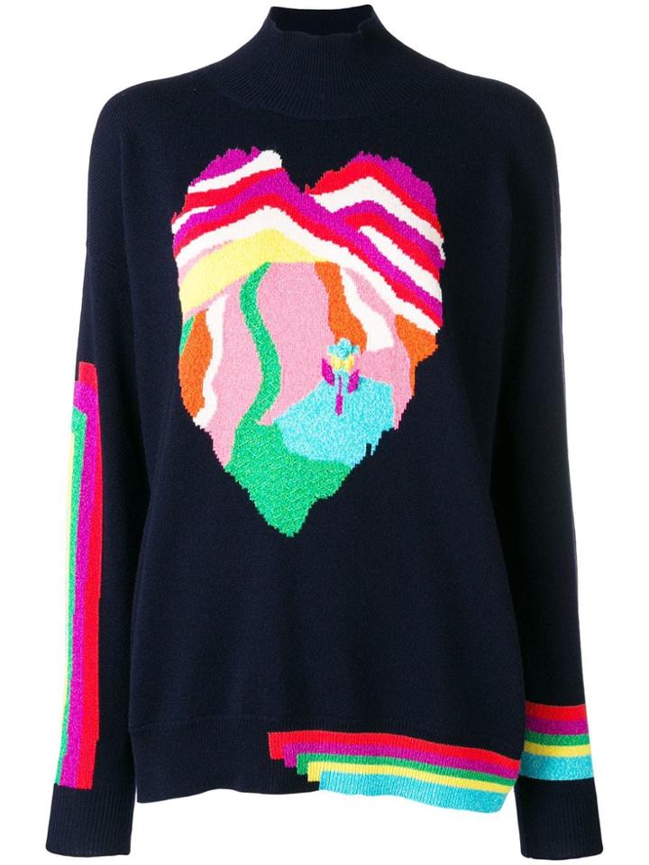 Barrie Heart Cashmere Sweater - Blue