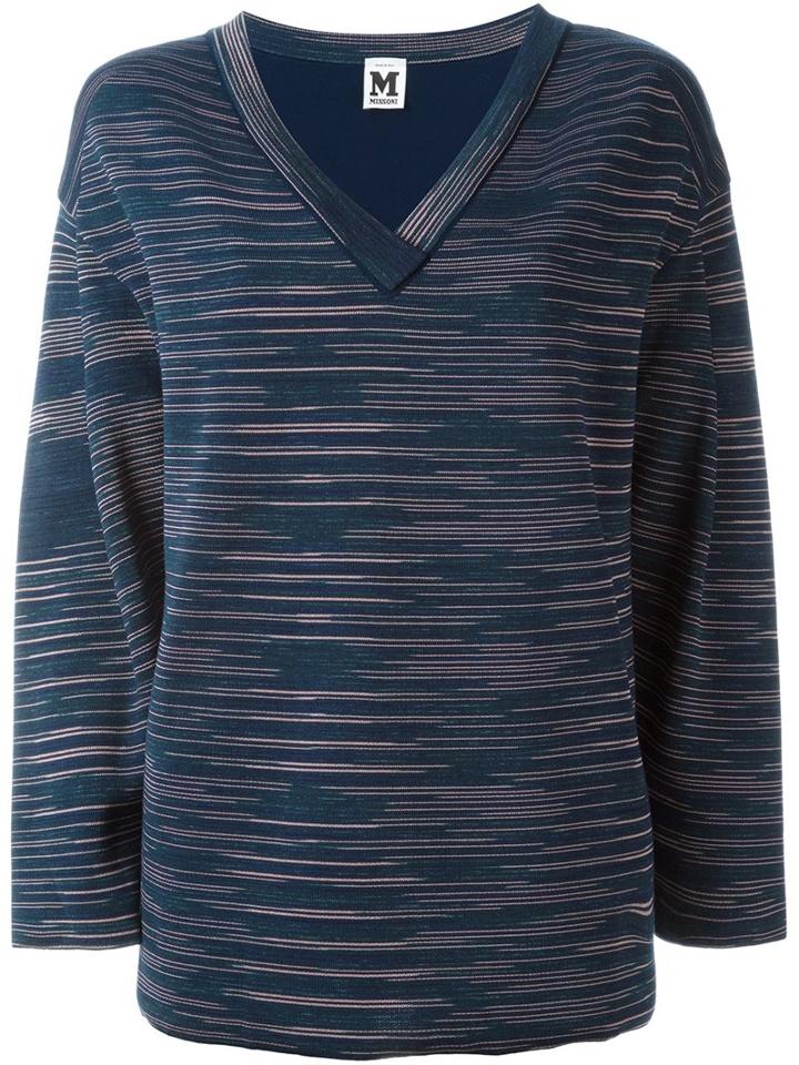 M Missoni V-neck Jumper, Women's, Size: Small, Blue, Polyamide/viscose/wool